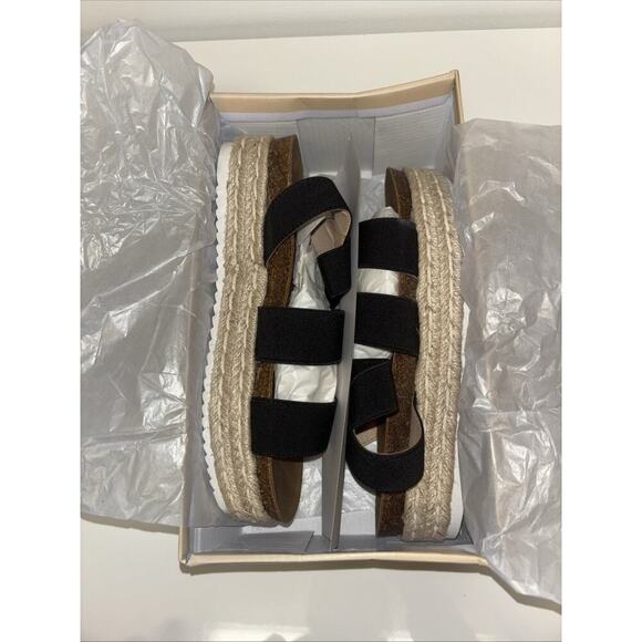 NWT Yoki Womens Black Beige Tan Ankle Strap Sandals Sz 6.5 Neutral Chunky Platfo - Picture 5 of 8